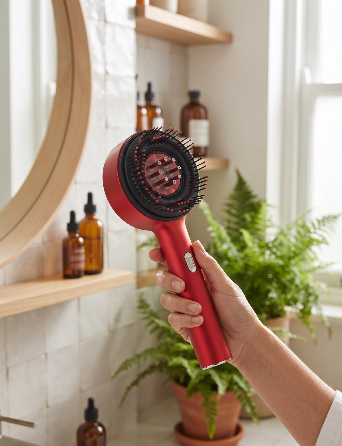 Peigne Masseur Cuir Chevelu Électrique — Vibration & Lumière Apaisante